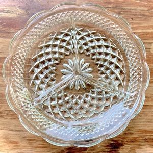 OMG, LOVE Vintage Anchor Hocking Classic Wexford Cut Glass Divided Serving Dish